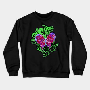 Decorative Cherry Red Butterfly Silhouette Art Crewneck Sweatshirt